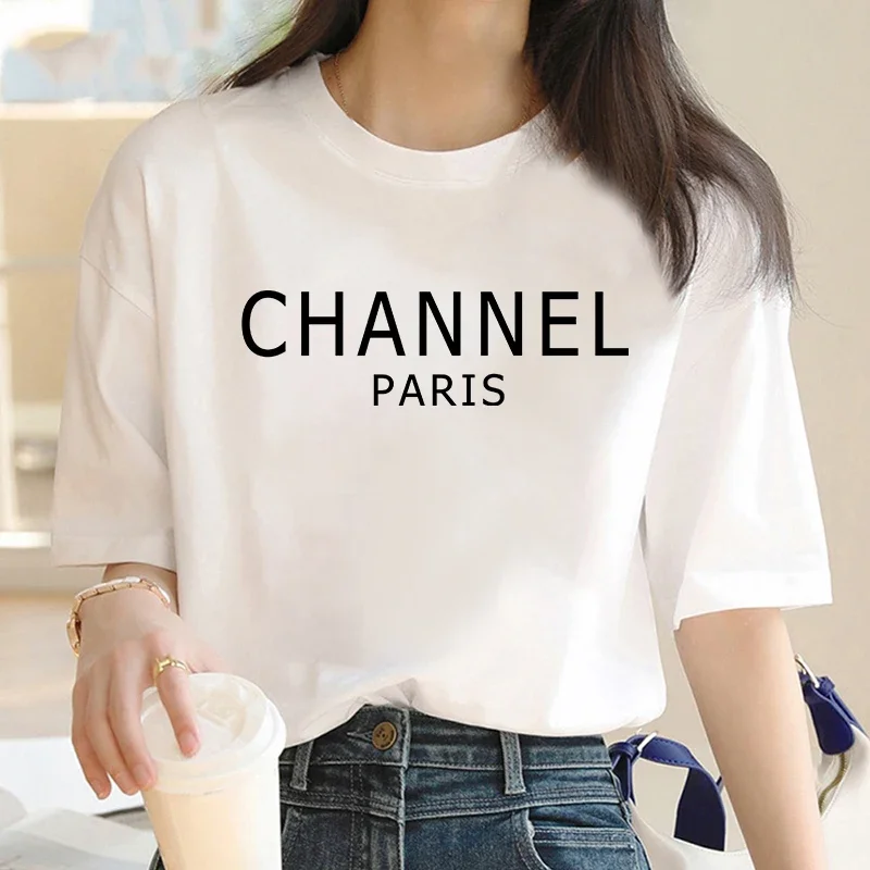 รูปสินค้า เสื้อยืดแฟชั่น Y2K ผู้หญิง แบรนด์ CHANNEL หรูหรา คาวาอิ