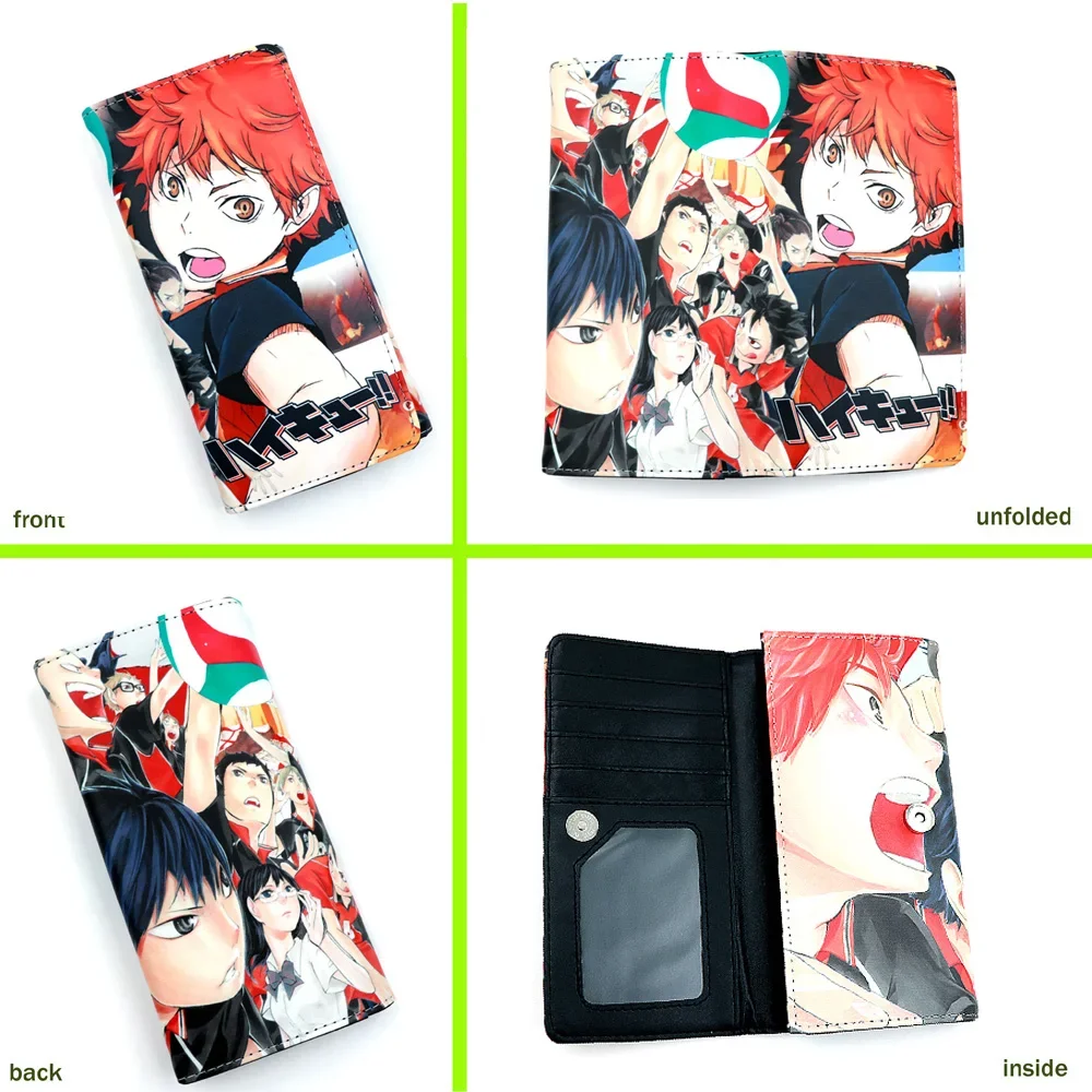 Haikyuu!! Hinata Shoyo Kageyama Tobio Long PU Leather portafogli da uomo borsa da donna Anime - immagine 2