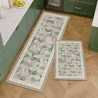 PVC Kitchen Carpet Waterproof Leather Floor Mat Non-slip Foot Mats Oil-proof Long Rug Spring Plant Flower Home Decoration Rugs 2