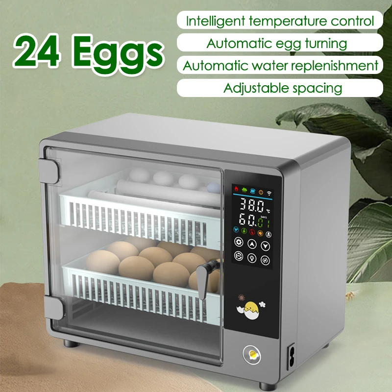 Incubateur à rotation automatique de 24 œufs, contrôle tactile de la température, Machine à couver, poulet, canard, caille, couveuse d'oiseaux pour la maison
