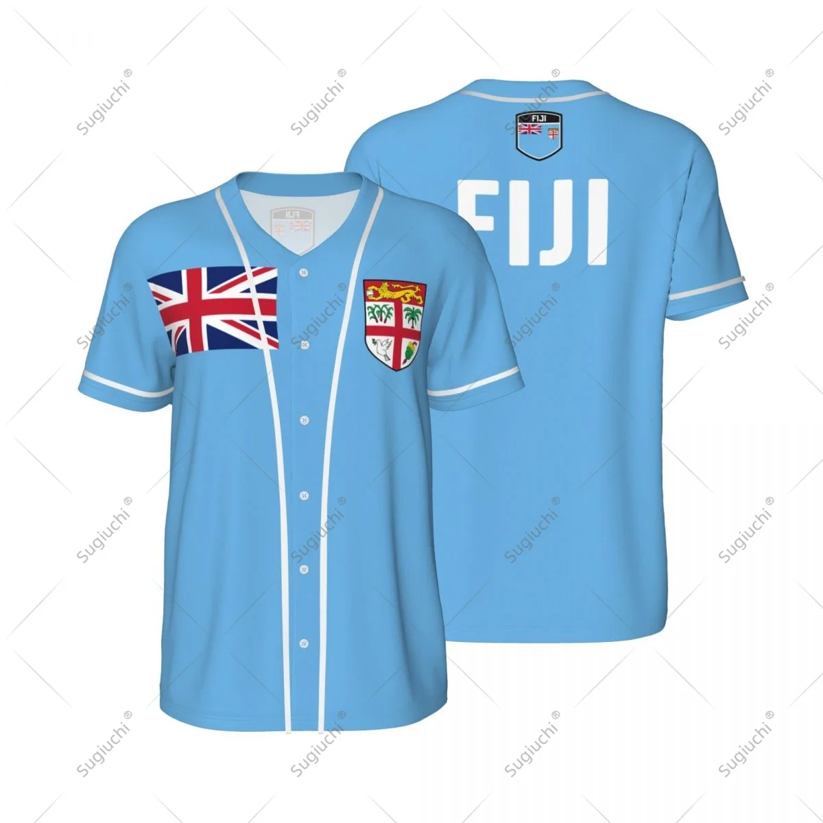 3D Printed Fiji Flag Men Baseball Jerseys Mesh Sports T-shirt Tees Name Nunber