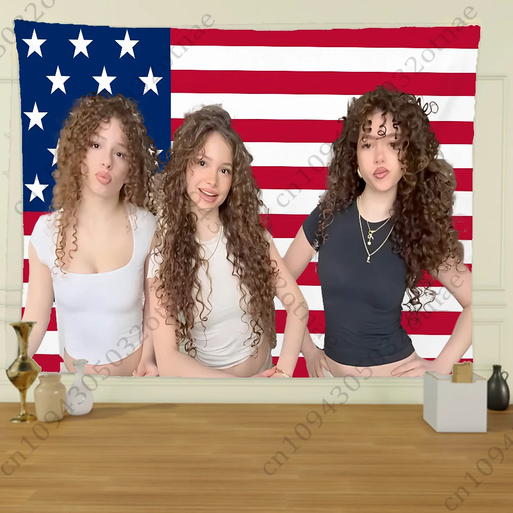 Kalogeras Sisters America Flag Tapestry Creative Pattern Photo Living Room Wall Art Tapestry Decor Party Outdoor Decorate Banner