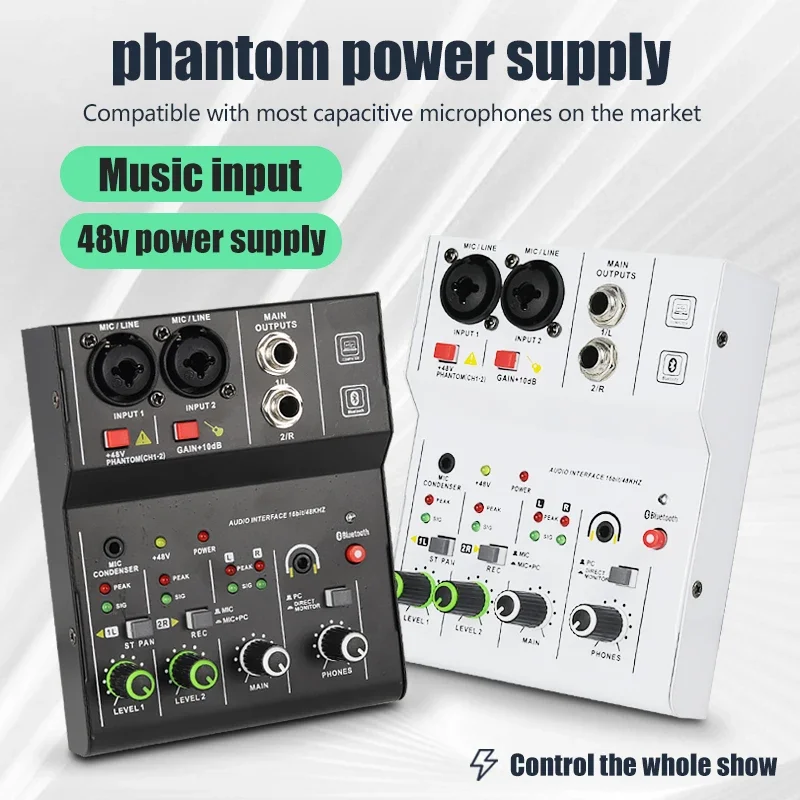 2 Channels Professional portable Audio Mixer Interface sound card console mini USB MIXER for Guitar Recording Studio Singing