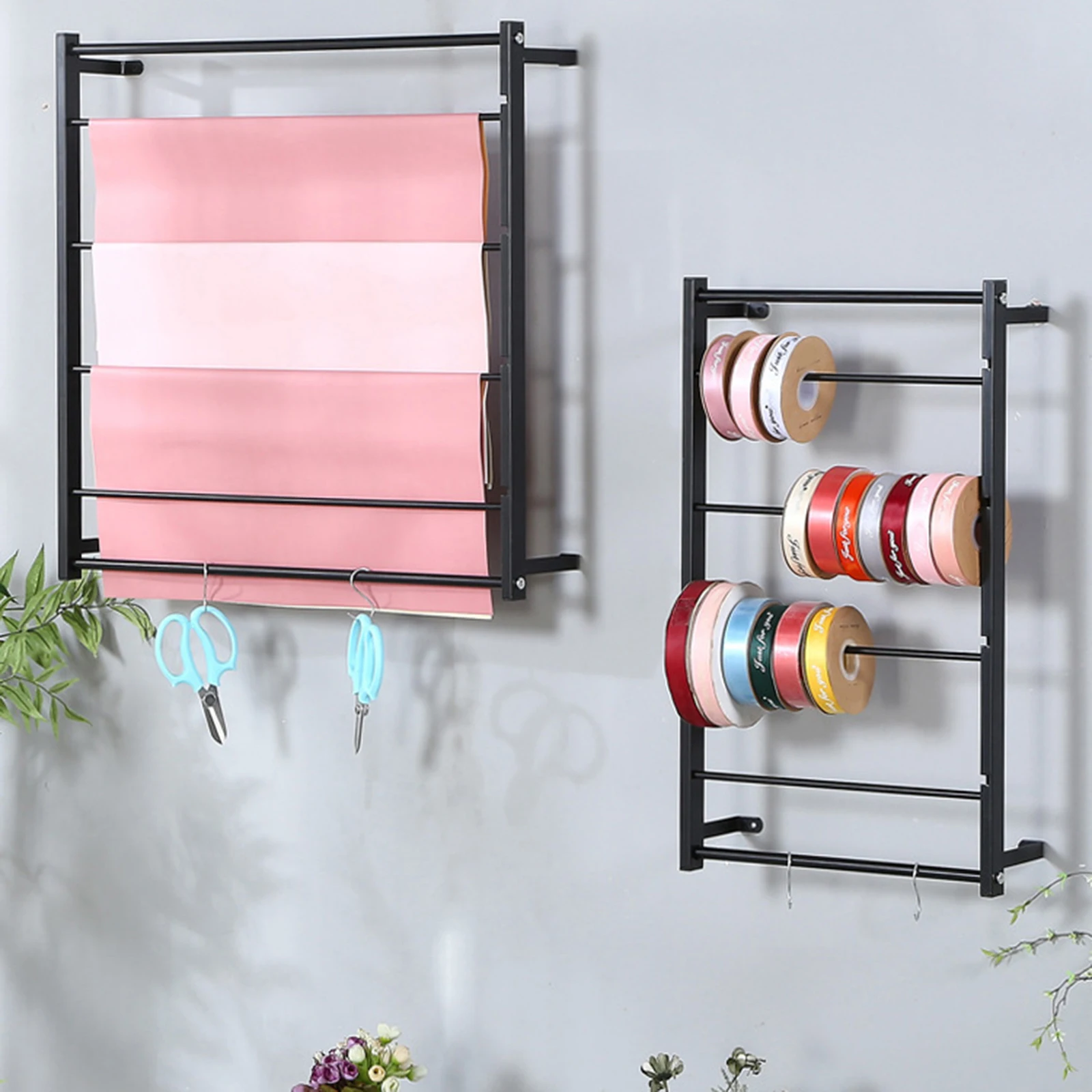 Wire-Spool-Rack-Ribbon-Organizer-Hanging-with-Hooks-Space-Saving-Ribbon ...