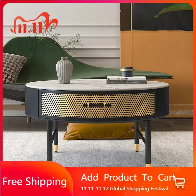 

Round Metal Side Table Dining Living Room Mid Century Tea Coffee Center Table Marble Design Mesas De Jantar Furniture