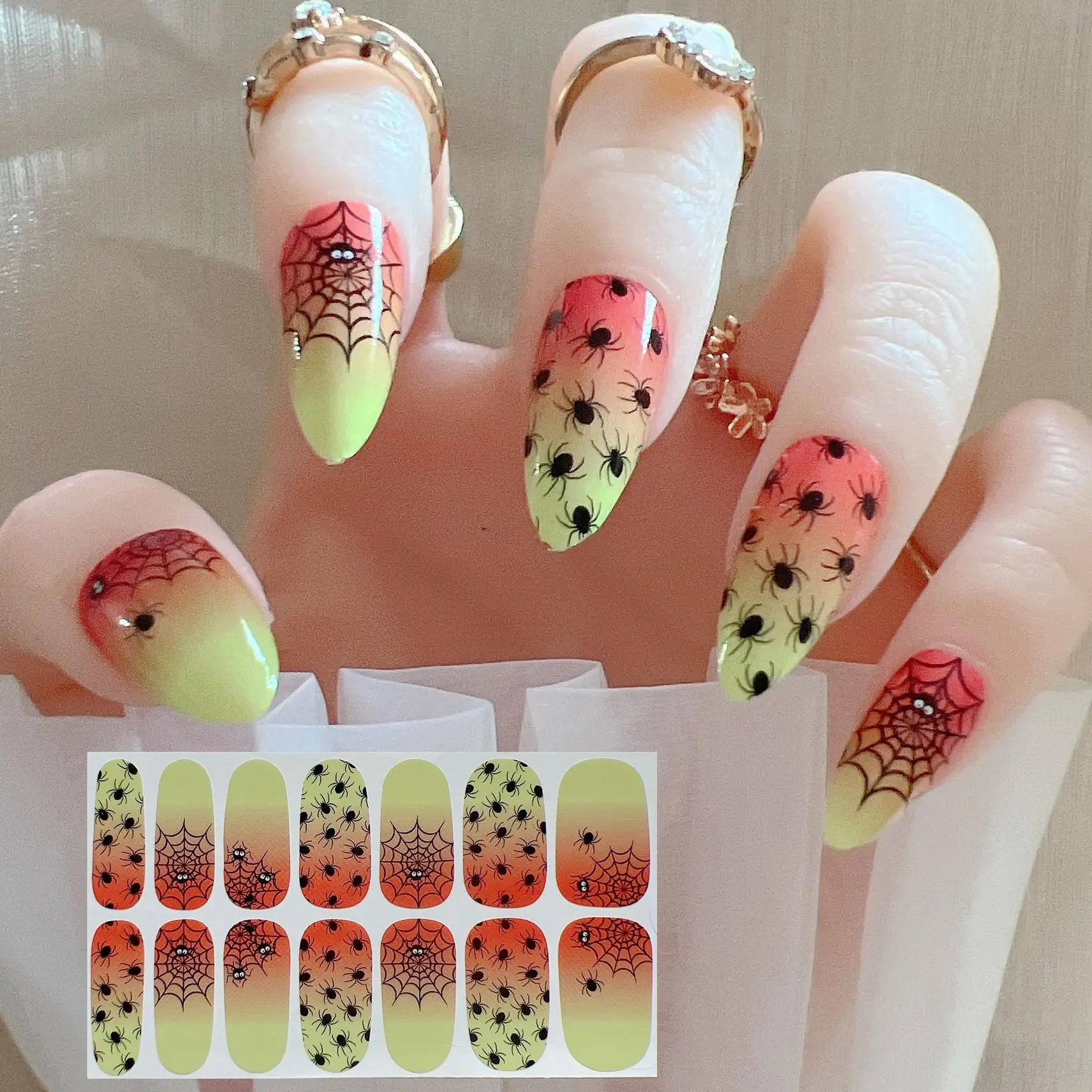 1PC Nail Art Full-Cover Sticker Halloween Ghost Witch Skull Sticker Nail Strips Wrap YMY3141-3151