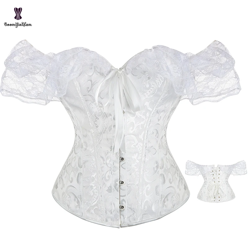 Steampunk Victorian Corset Women Top With 12 Steel Bones Lace Sleeves Chest Binder Bustier Plus Size 6XL Lingerie Gorset waist corset,corset bustier top,lace corset,chest binder