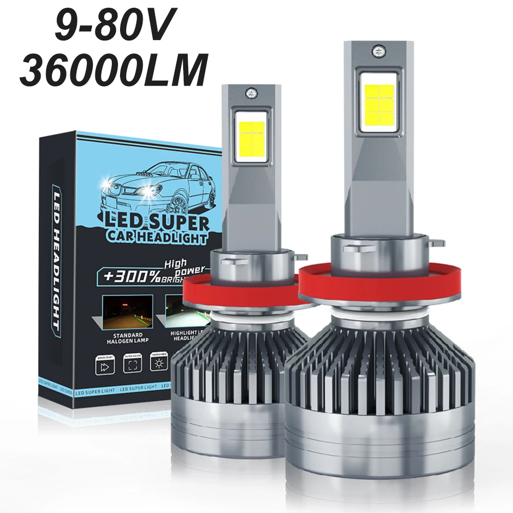 

2pcs H7 H4 Led Canbus 30000LM Car Headlights H1 H8 H11 9005 HB3 9006 HB4 H3 LED Bulb Turbo Lamp for Car 6000K 12V 24V For Truck