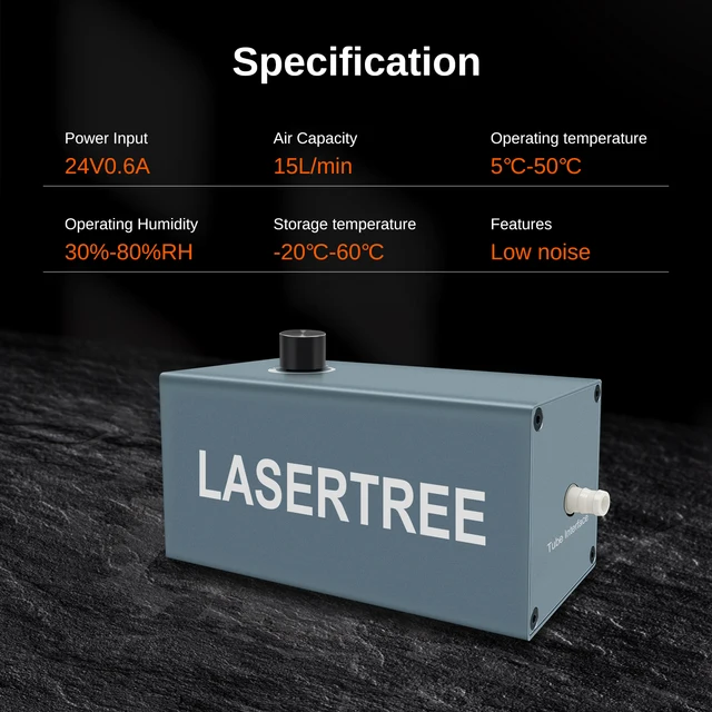 LASER TREE Laser Air Assist Compressor 15L/Min Air Pump for Remove Smoke and Dust for Laser Engraver Cutter Machine 4