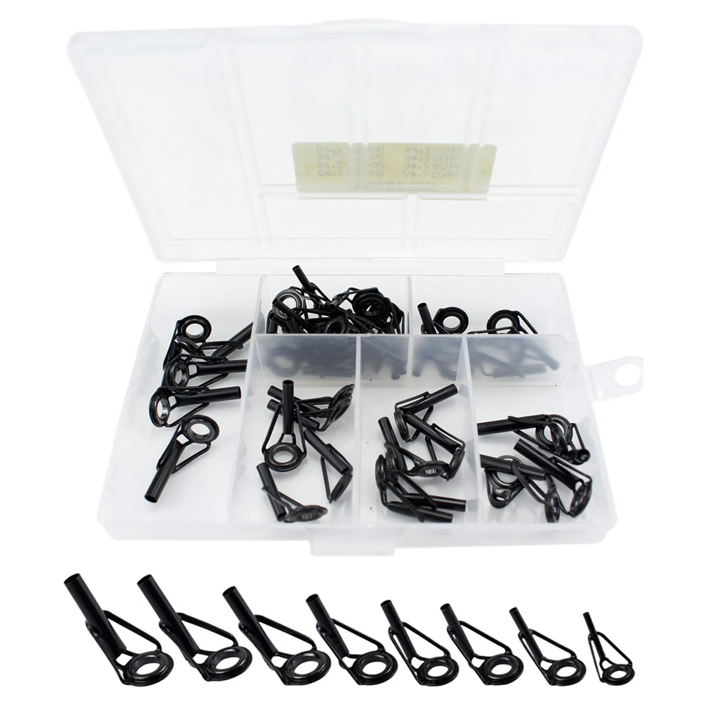 40pcs Fishing Rod Line Guides Eyes Sets Stainless Steel Tip Top Ring