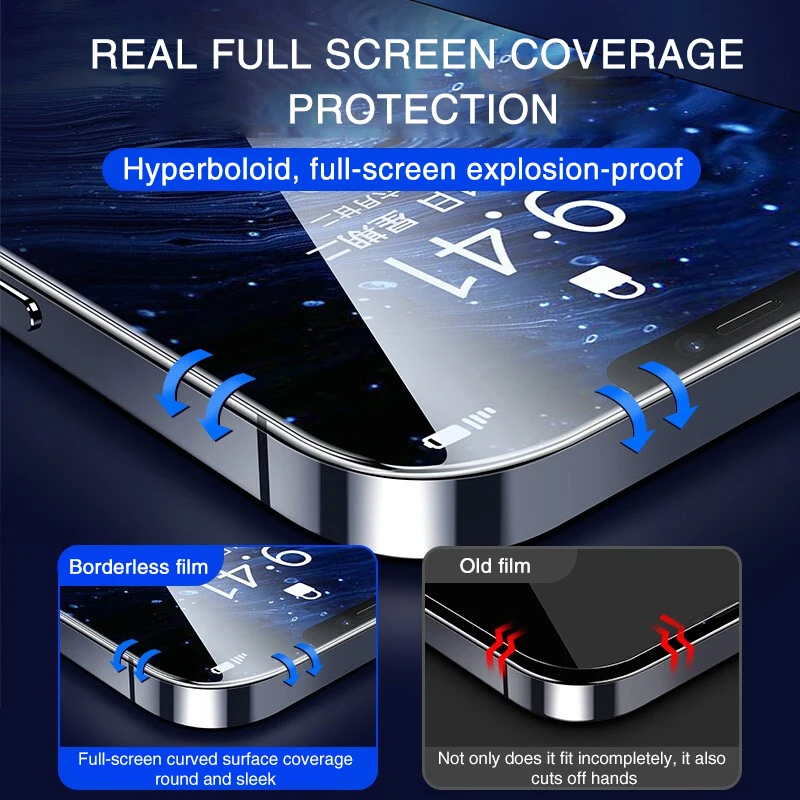 4PCS 9D Screen Protector Tempered Glass For iPhone 14 13 12 11 15 Pro Max Protective Glass For iPhone X XR XS Max 14 Plus Glass