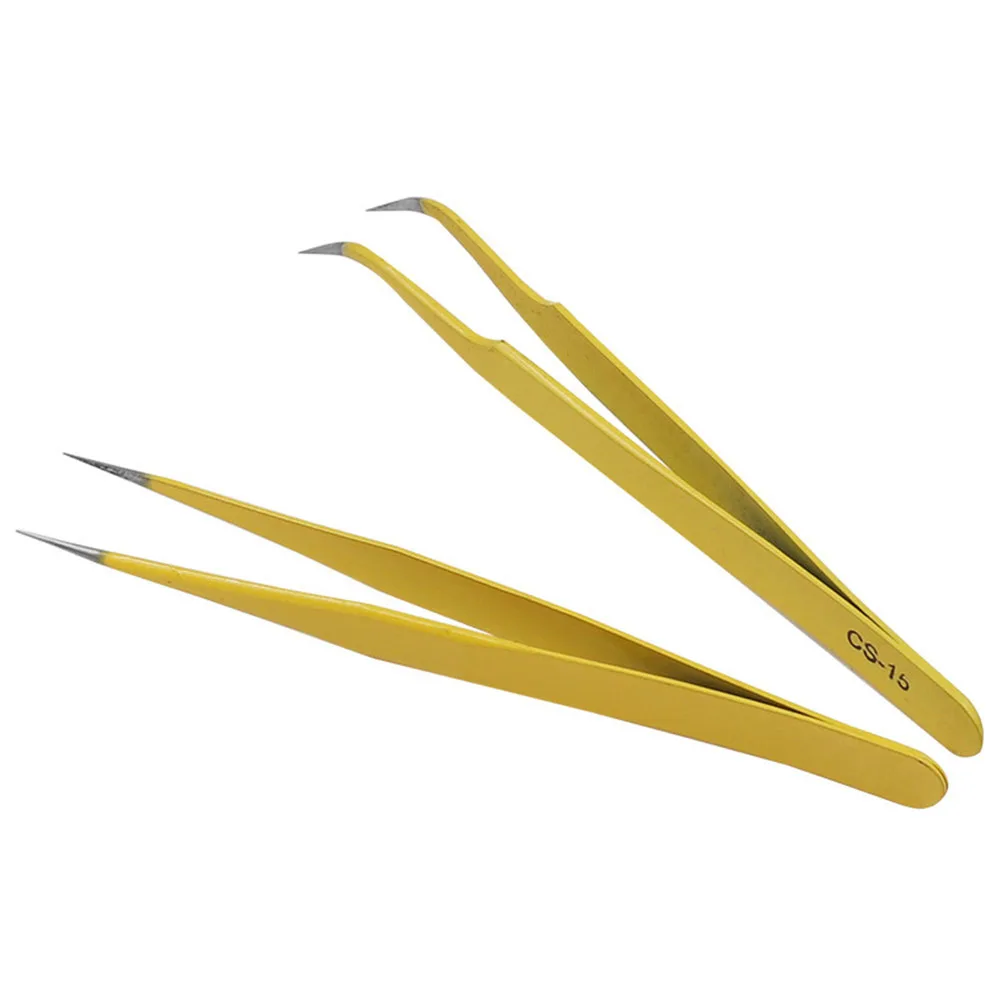 

2pcs Precision Tweezers Set Stainless Steel Anti-Static Tweezers Electronic Phone Repair Tool Soldering Craft Hand Tool
