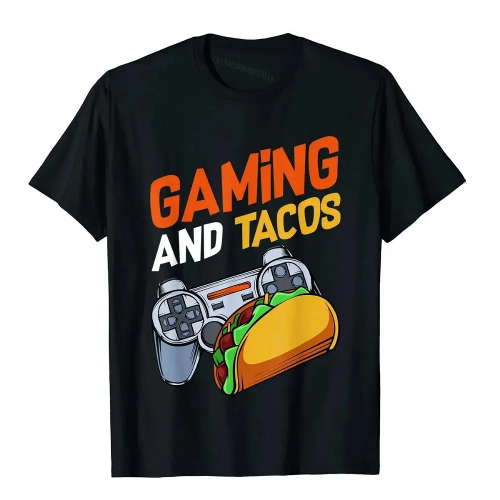 

Humorous Game and Tacos Neutral T-shirt Mexican Food Game Controller Tacos Men's T-shirts Top Short Sleeve Casual Streetwear