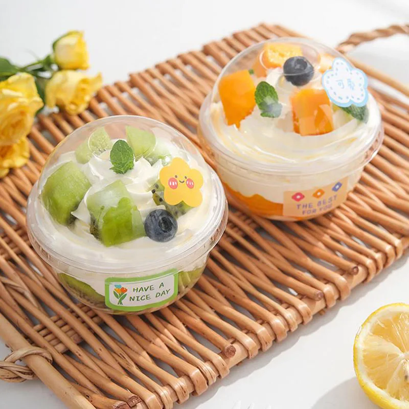 

50pcs/100pcs Mousse Cake Cup with Lid Transparent Plastic Pudding Jelly Dessert Yogurt Cake Cups Party Favors Packaging Box