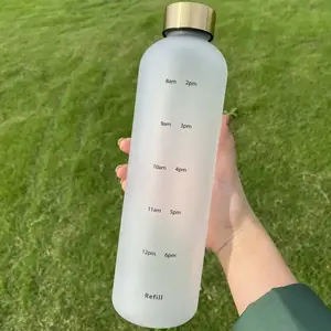 17.6 Oz Clear Plastic Glass Water Bottles with Time Marker Reminder Quotes,  Leak Proof Reusable BPA Free Water Bottles with Silicone Sleeve and Lid