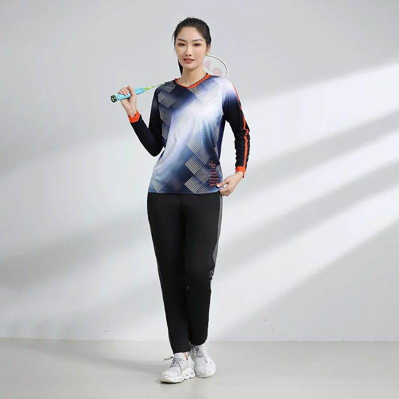 Autumn Winter Long Badminton Jerseys & Pants Men Women Child Badminton Training Suits Shuttlecock Tennis Tracksuit Sportswear