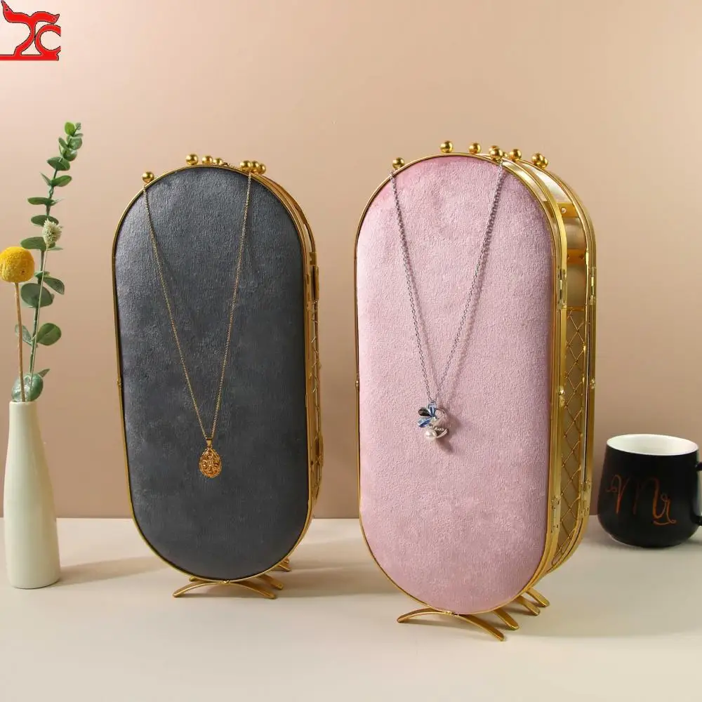 4-Door Screen Jewelry Display Shelf Earring Studs Necklace Jewelry Pendant Display Hanging Stand Holder Organizer Decoration