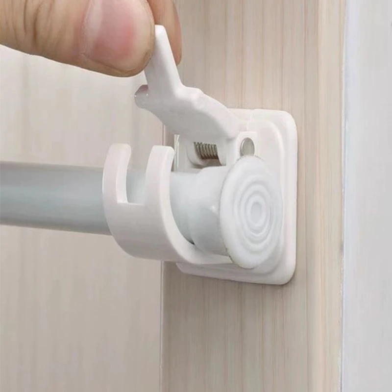 Self Adhesive Rail Hooks Nail-Free Curtain Clamp Rods Clips Hook Adjustable Shower Household Storage Hanging Stick Rack Holder