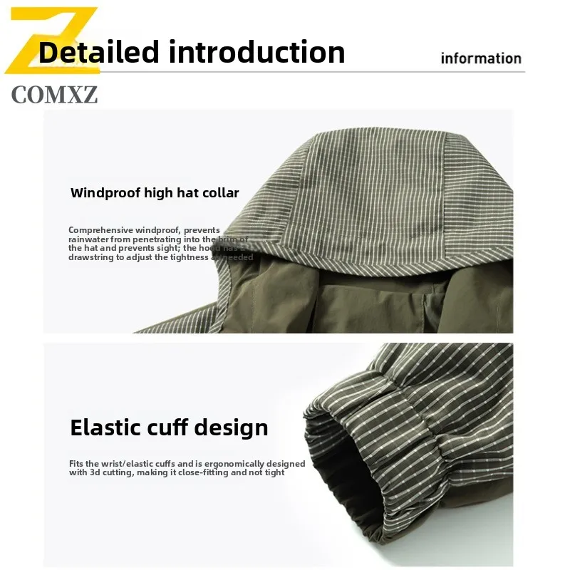 Autumn Men's Hooded Pullover Jacket Half-Zip Design Waterproof Windproof multifunctional Outdoor Top for Hiking Camping Fishing