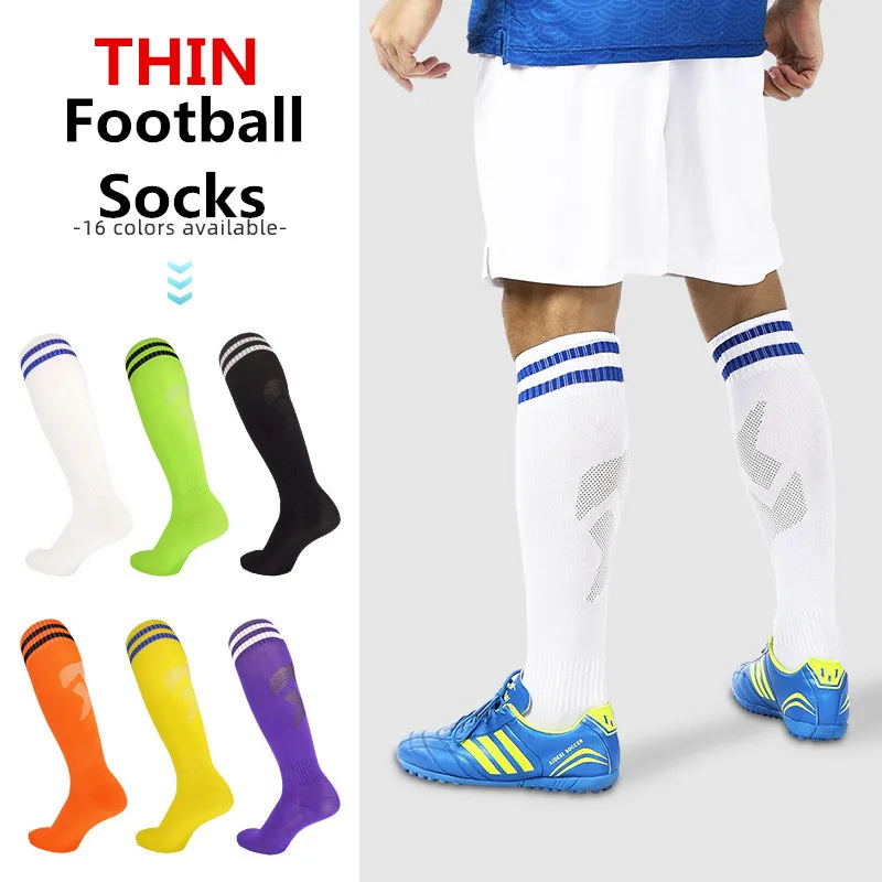 

Man Football 16Colors Professional Kids Thin Style Socks Breathable Non-Slip Match Training Sport Skateboard Over Knee Stockings