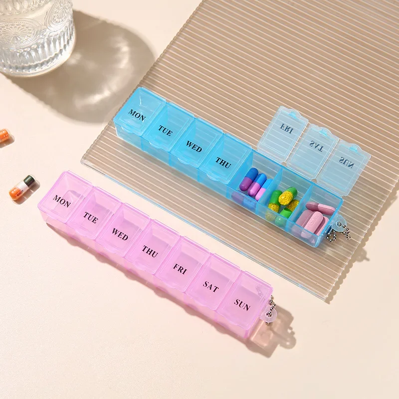 Tablet Holder 1pcs New Weekly Mini Pill Medicine Box 5 Colors Storage Organizer Container 7 Grids  Independent Lattice Hot