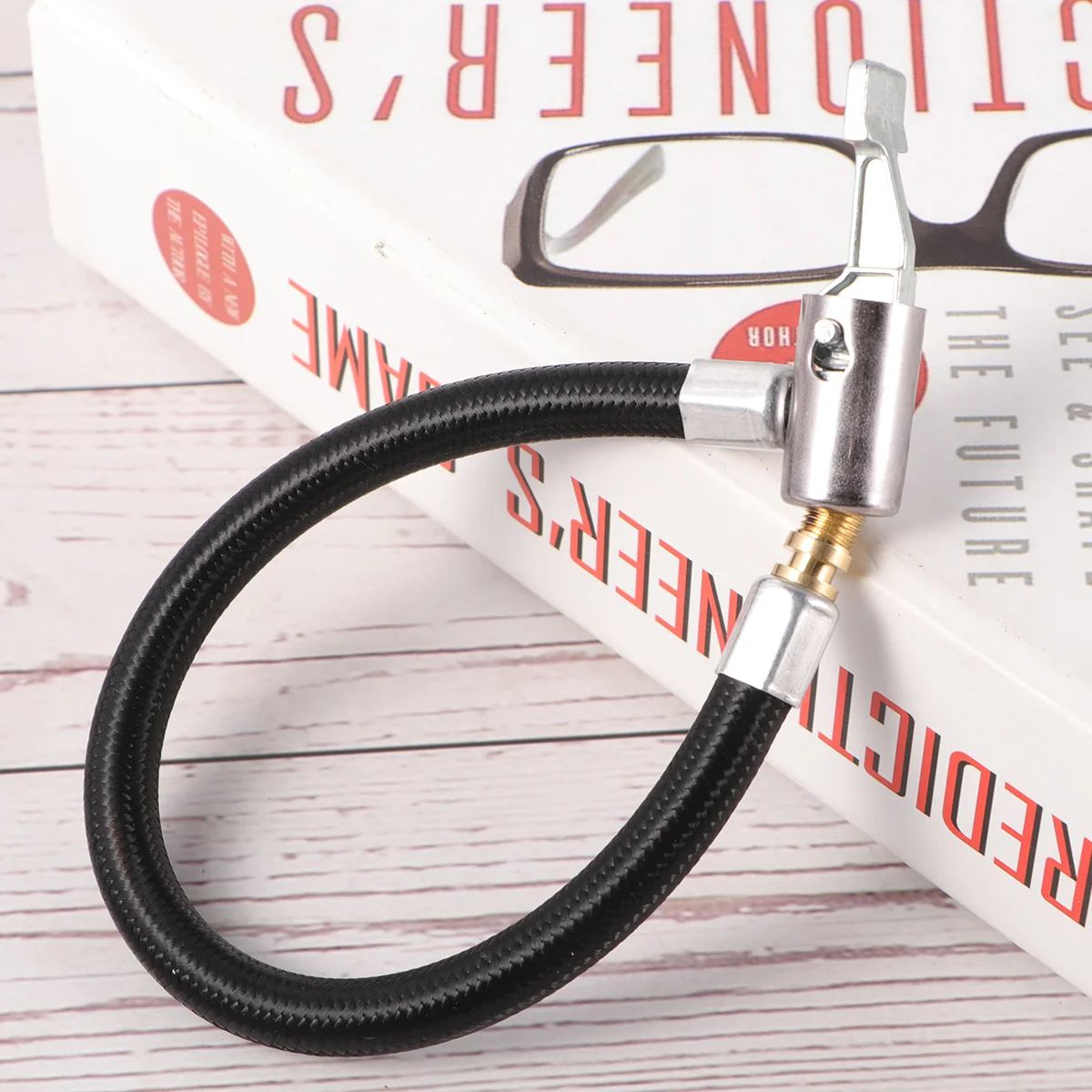 

Air Pump for Bike Tires Inflator Extension Tube Locking Chuck Hose Adapter Car Motorcycle Truck