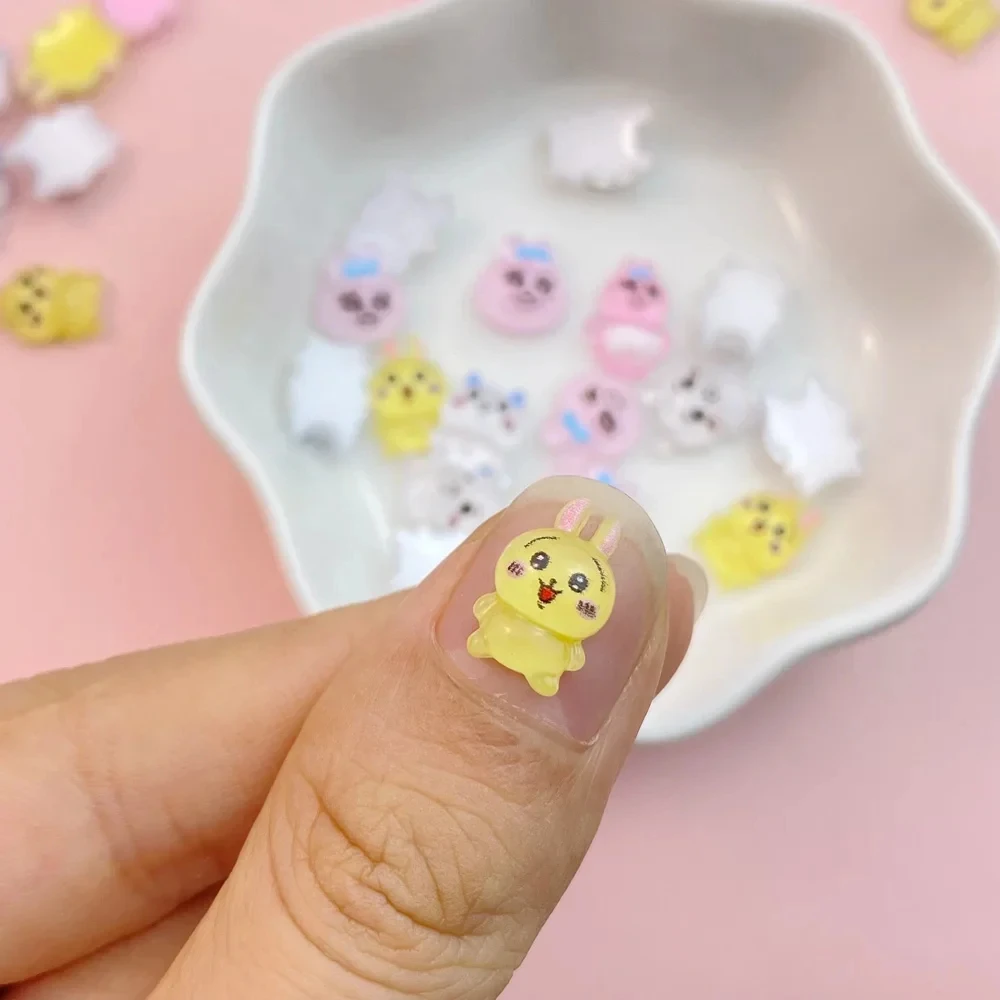 50 Stück neue süße Harz Mini Cartoon Traurigkeit Kaninchen, Hund Serie flache Rückseite Maniküre Teile Verzierungen für Haarschleifen – Detail 4