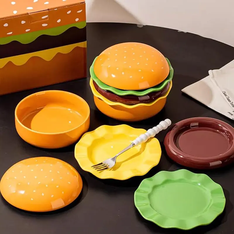 Stackable 7th Floor Hamburg Dinner Plate Stackable Dinner Plate Bone Spit Plate Interesting Sauce Container Table Decoration