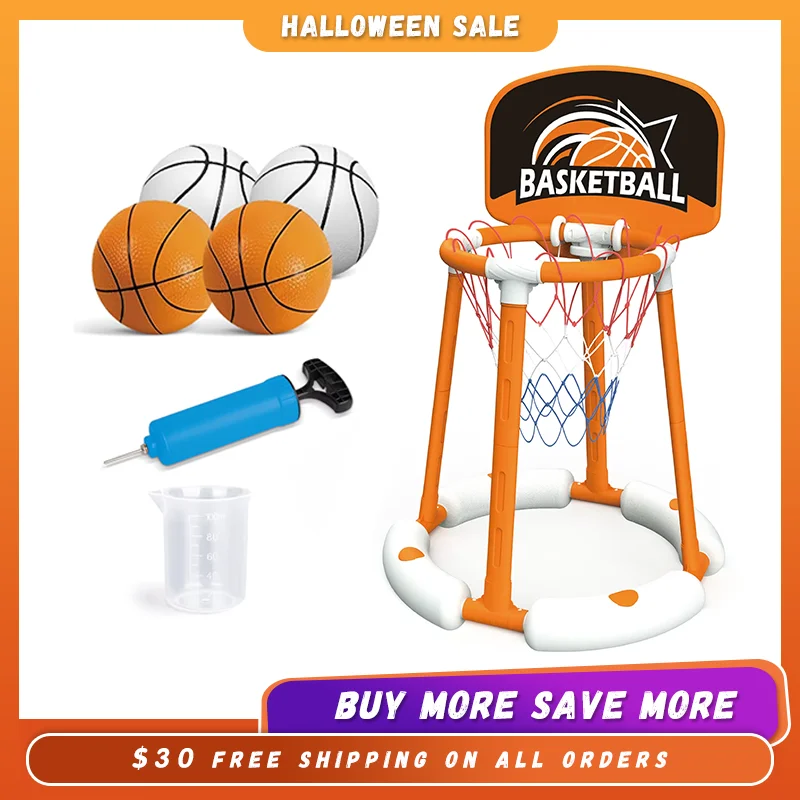Swimming Basketball Hoop, Poolside Water Basketball Hoop with 4 Balls and Pump,Basketball Goals Outdoor Play Hoop
