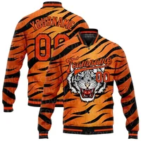 Custom Orange Black Leopard 3D Pattern Design Bomber Full-Snap Varsity Letterman Jacket - Image 6