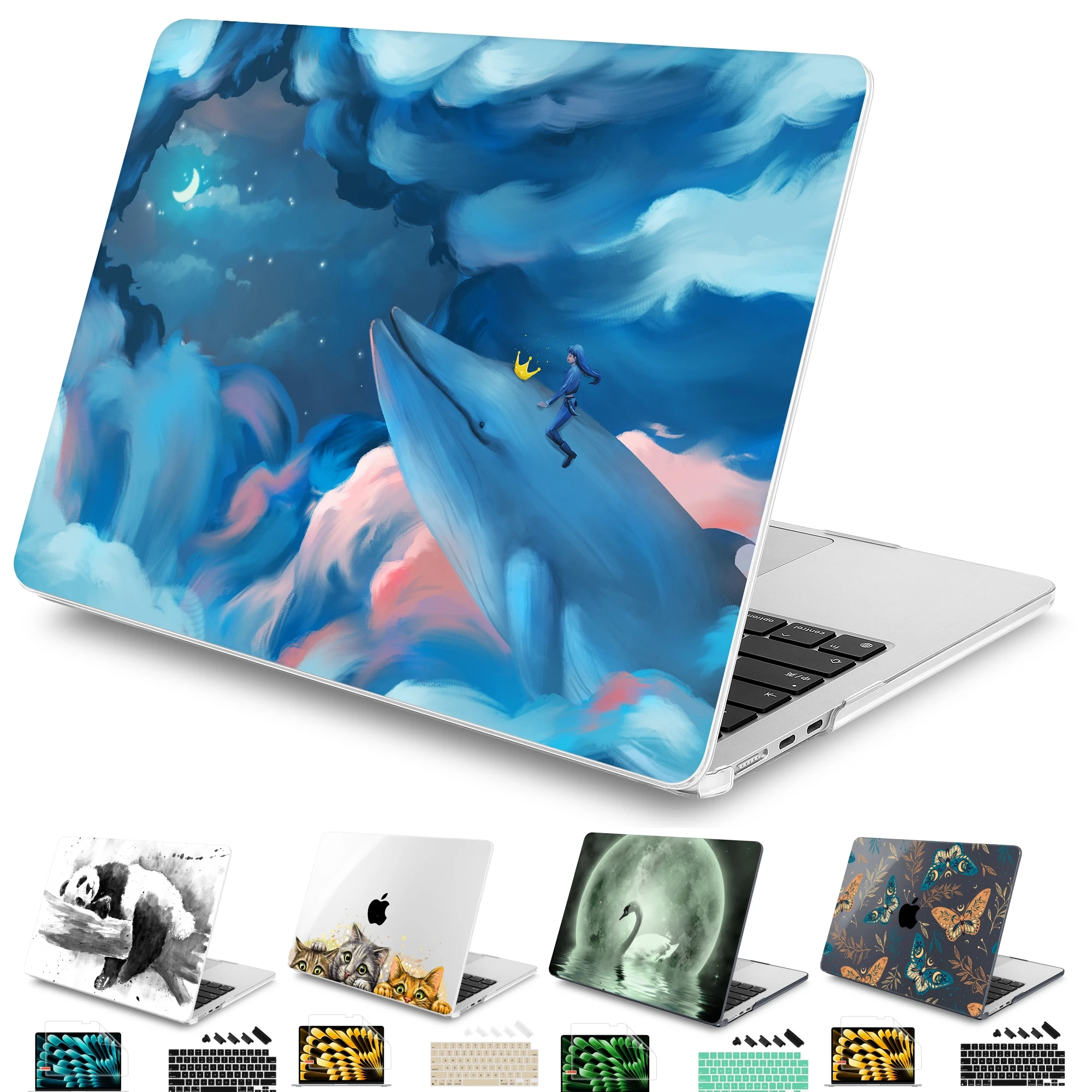 Ocean Whale Print Case Difícil para Macbook m3 m2 m1 Air Pro A2681 A2337 2023 A2338 A2992 A2918 Pro 14 16 13 Polegadas Retina A2251