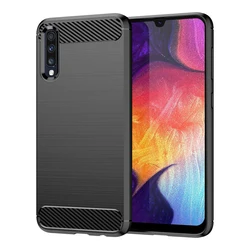 Carbon Fiber Shockproof TPU Bumper Case - Soft, Durable Protection - Galaxy A10e (Black)