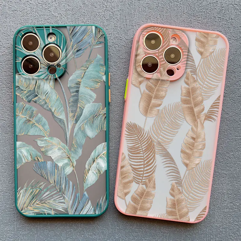 Vintage Bananenblatt-Blumen Luxus Handyhülle für iPhone 17 16 12 Mini 11 Pro Max 13 15 14 Pro Max Plus XR X XS 16 15 Plus Cover – Detail 10