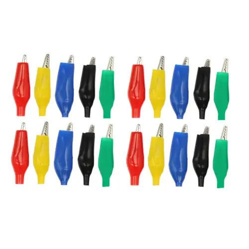 20 Pcs Crocodile type Clip 28MM Black Red Blue Black Yellow Soft Plastic Coated Testing Probe Mini Alligator Test Clips - Image 12