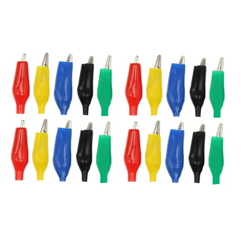 20 Pcs Crocodile type Clip 28MM Black Red Blue Black Yellow Soft Plastic Coated Testing Probe Mini Alligator Test Clips - Image 12