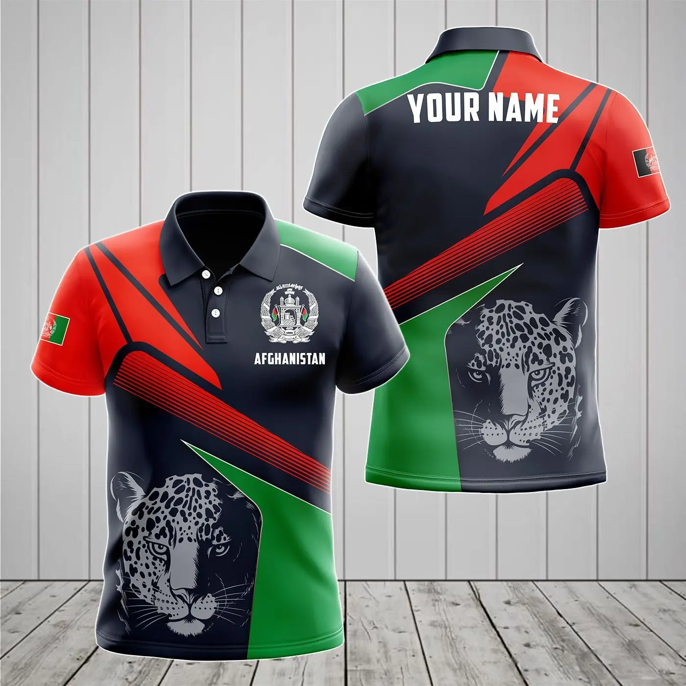 Afghanistan Flag & Coat of Arms Custom Name Polo Shirts Summer Casual Streetwear Men\'s Fashion Loose Jersey Plus Size Sportswear
