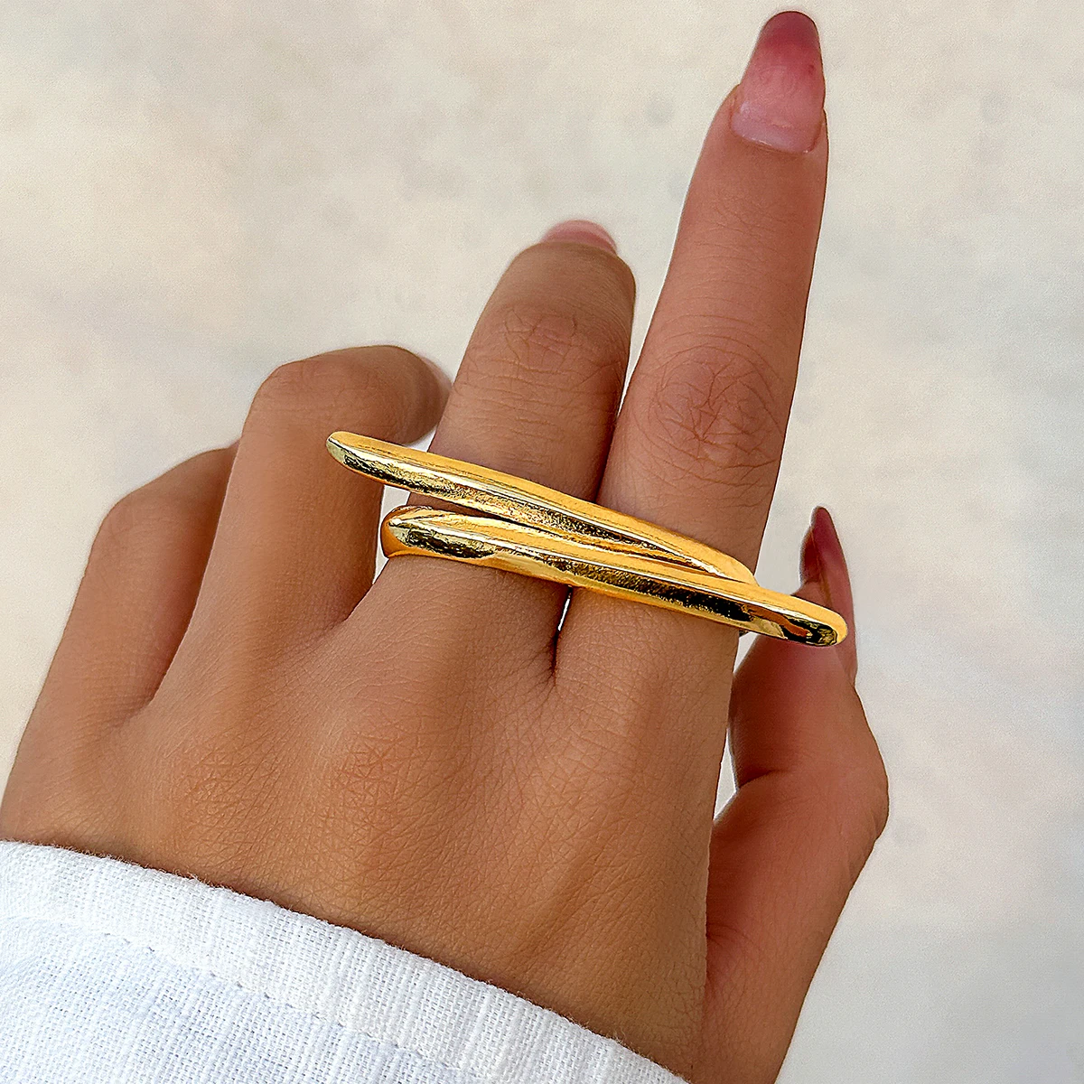 IngeSight.Z Punk Creative Heart Double Finger Ring Gothic