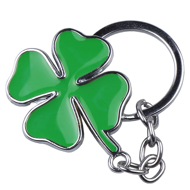 Green Four-Leaf Clover Lucky Keychain Pendant - Charming Car Decor Accessory