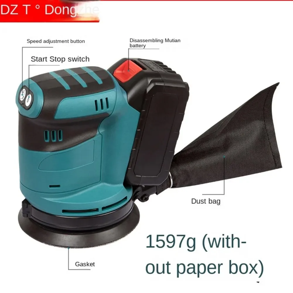 Levigatrice Orbitale Elettrica 125Mm Motore A Spazzola Lucidatrice Per Smerigliatrice Per Legno Per 18V Makita Batteria Ceretta Levigatura Levigatrice