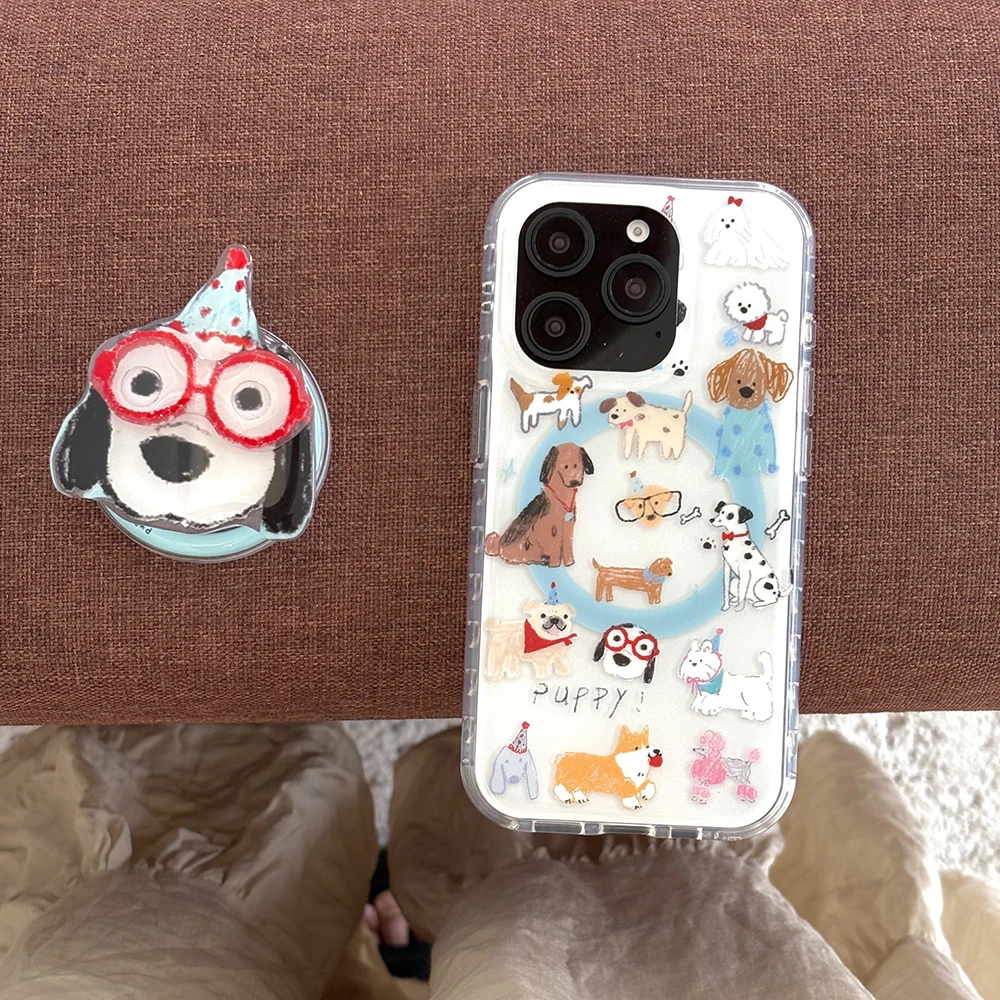 Cute Puppy Cartoon Dog Magnetic Phone Case for IPhone 17 16 15 thumbnail 5