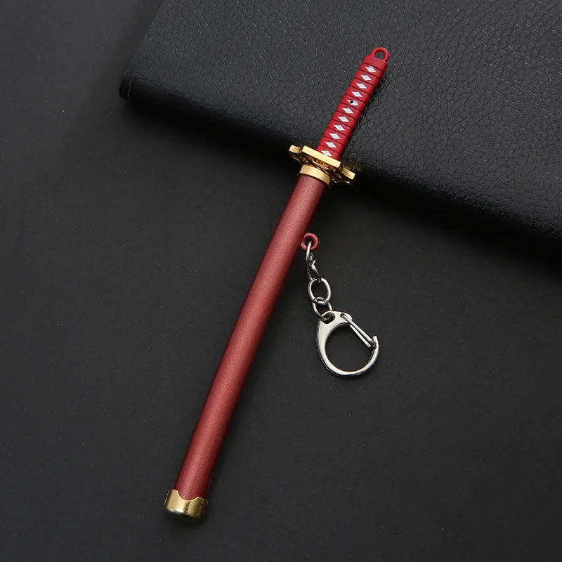 Anime Samurai Ninja Sword Toy modelo para crianças, chaveiro de aço real, lança, pá Vere, Katana, espadas, meninos, 1 pc