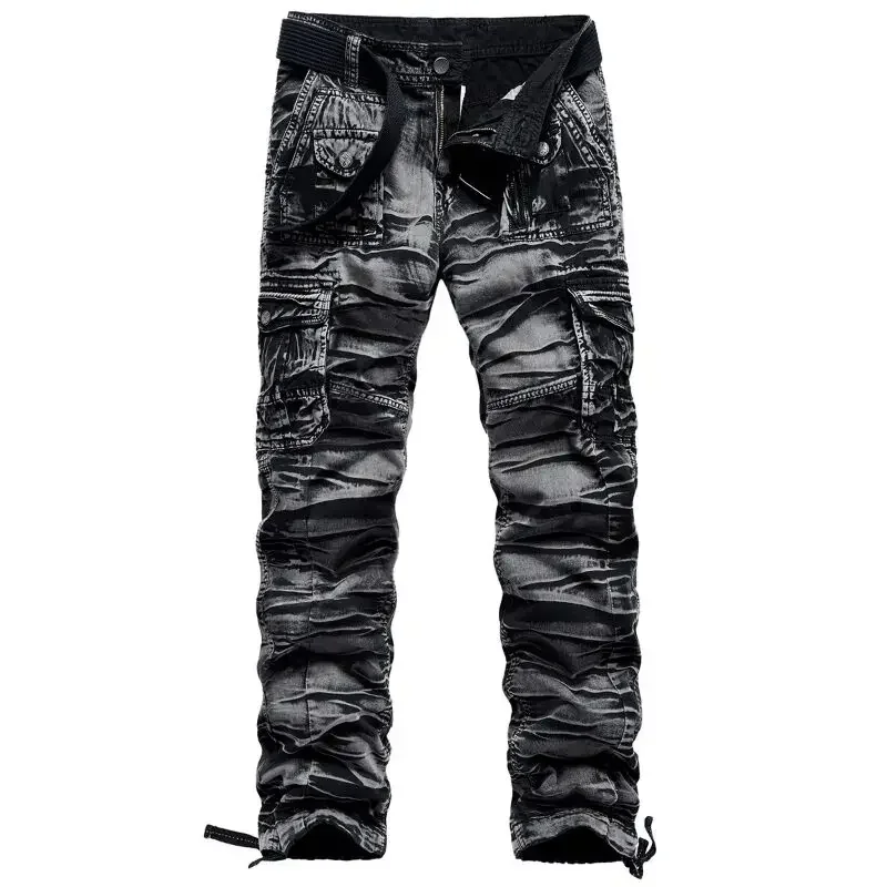

Men Spring Pocket Elasticity Military Urban Commuter Tacitcal Solid Trousers Tactical Camouflage Pants Casual Large Cargo Pants