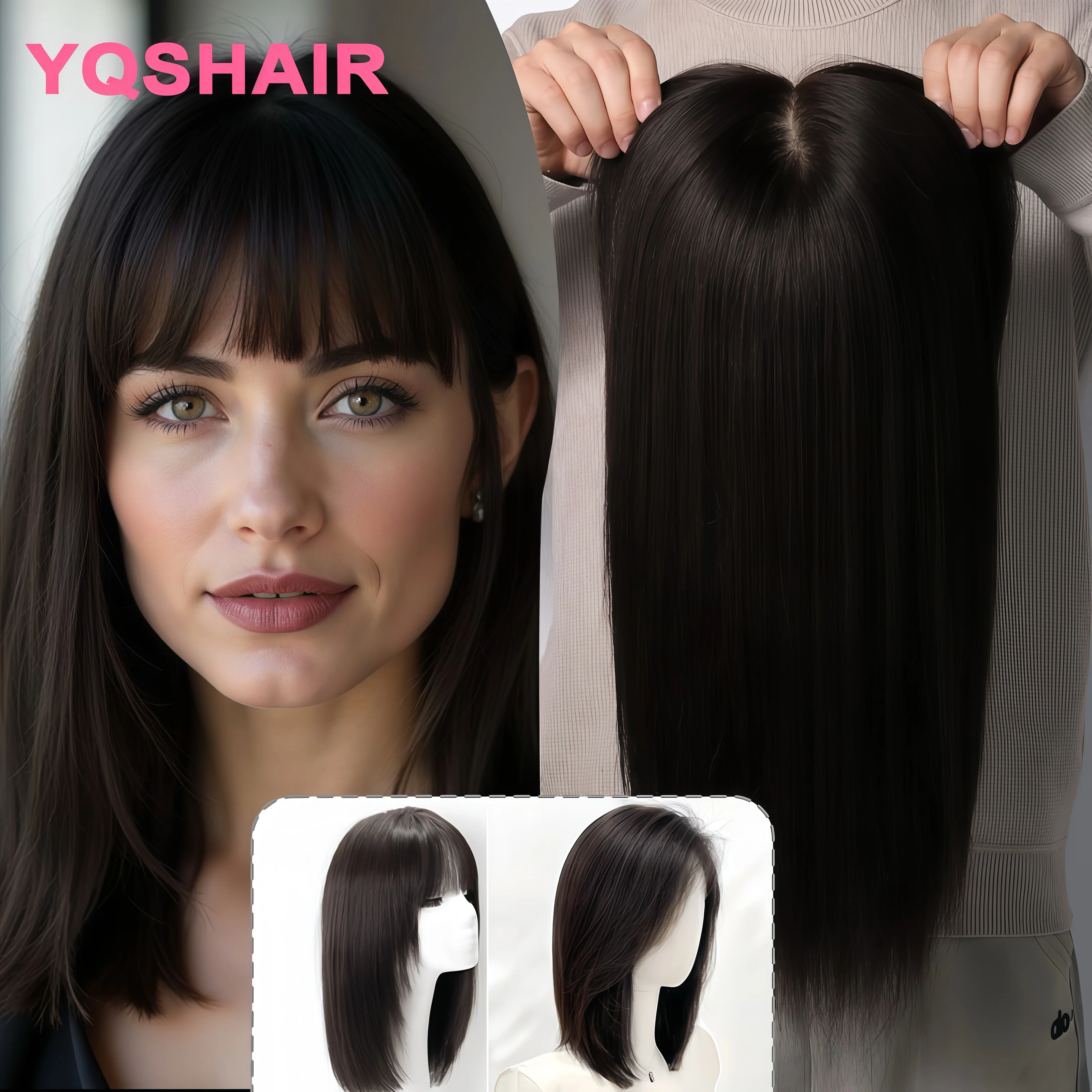 실크 베이스 풀 레이스 가발 100% 유럽산 인모 실키 스트레이트 실크 베이스 인모 가발 자연스러운 헤어라인