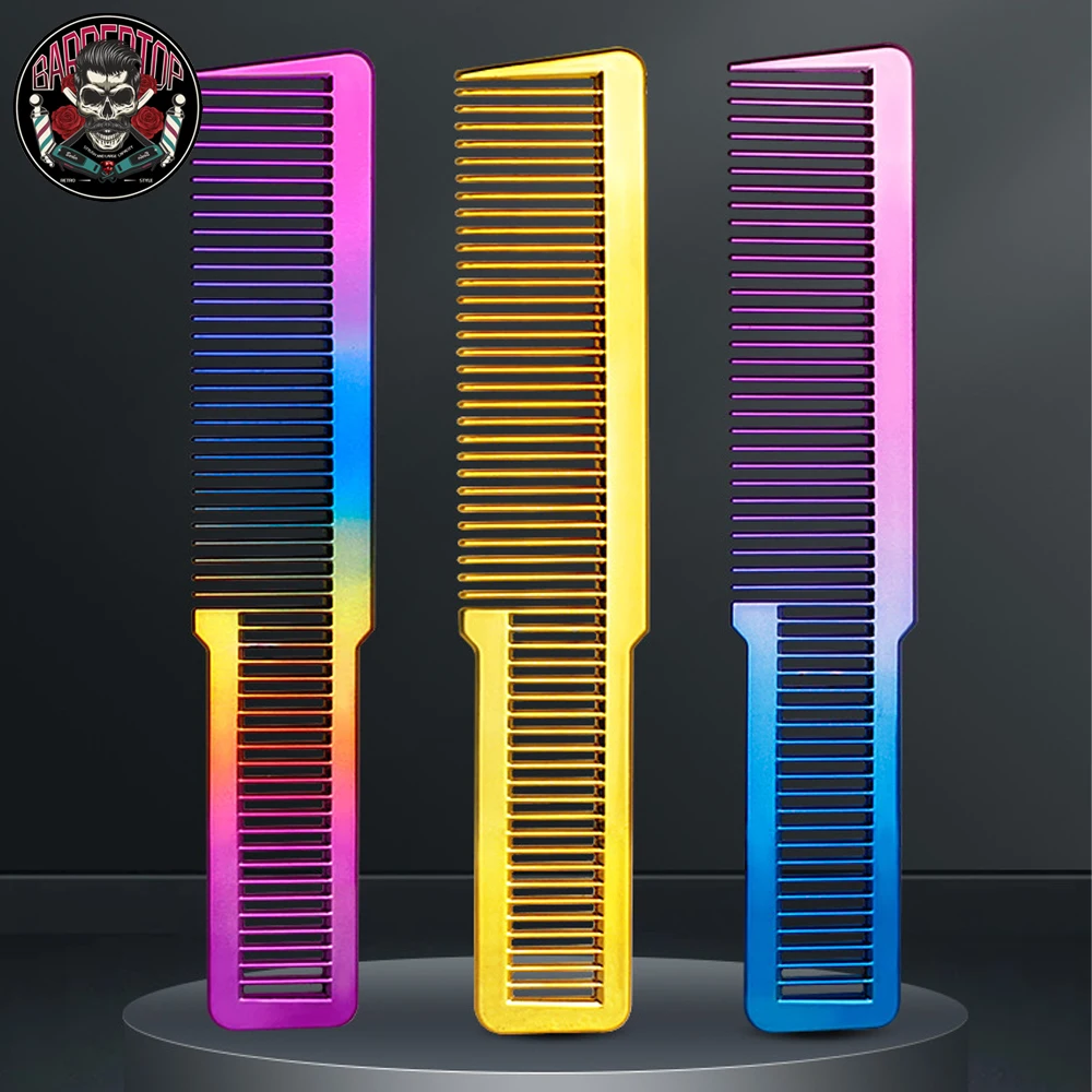 

Electroplating Colorful Barber Comb Men Portable Haircut Comb Salon Oil Head Hair Brush Hairdressing Stylist Professional Tools