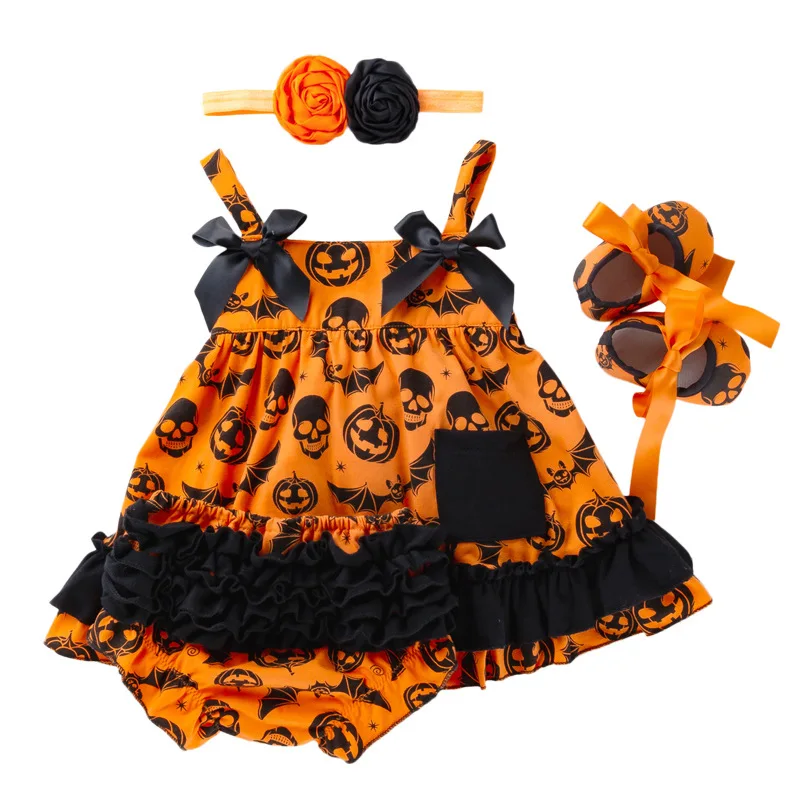 

Baby Swing Top Skull Baby Girls Clothing Set Halloween Infant Ruffle Outfits Christams Gifts Newborn Kid Ropa De Newborn Clothes