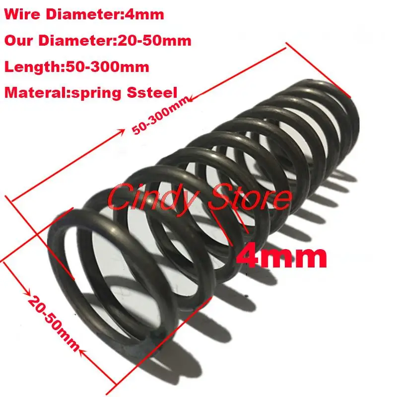 1PCS Custom Black Shock Absorbing Big Compression Spring Pressure Springs,4mm Wire Dia*20-50mm Out Diameter*50-300mm Length