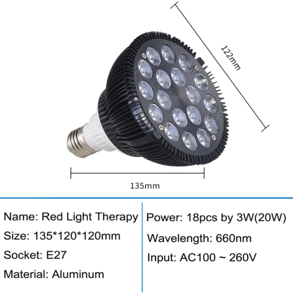 E27 Bulb 18LED 660nm Red Light Therapy Par38 Red Lamp Therapy LED Beauty Device red light therapy wand red light therapy panel led beauty lamp