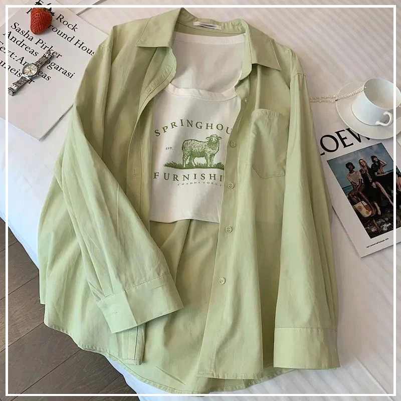 

Женская тонкая рубашка, однотонная Удобная Солнцезащитная рубашка в Корейском стиле, лето-осень 2024