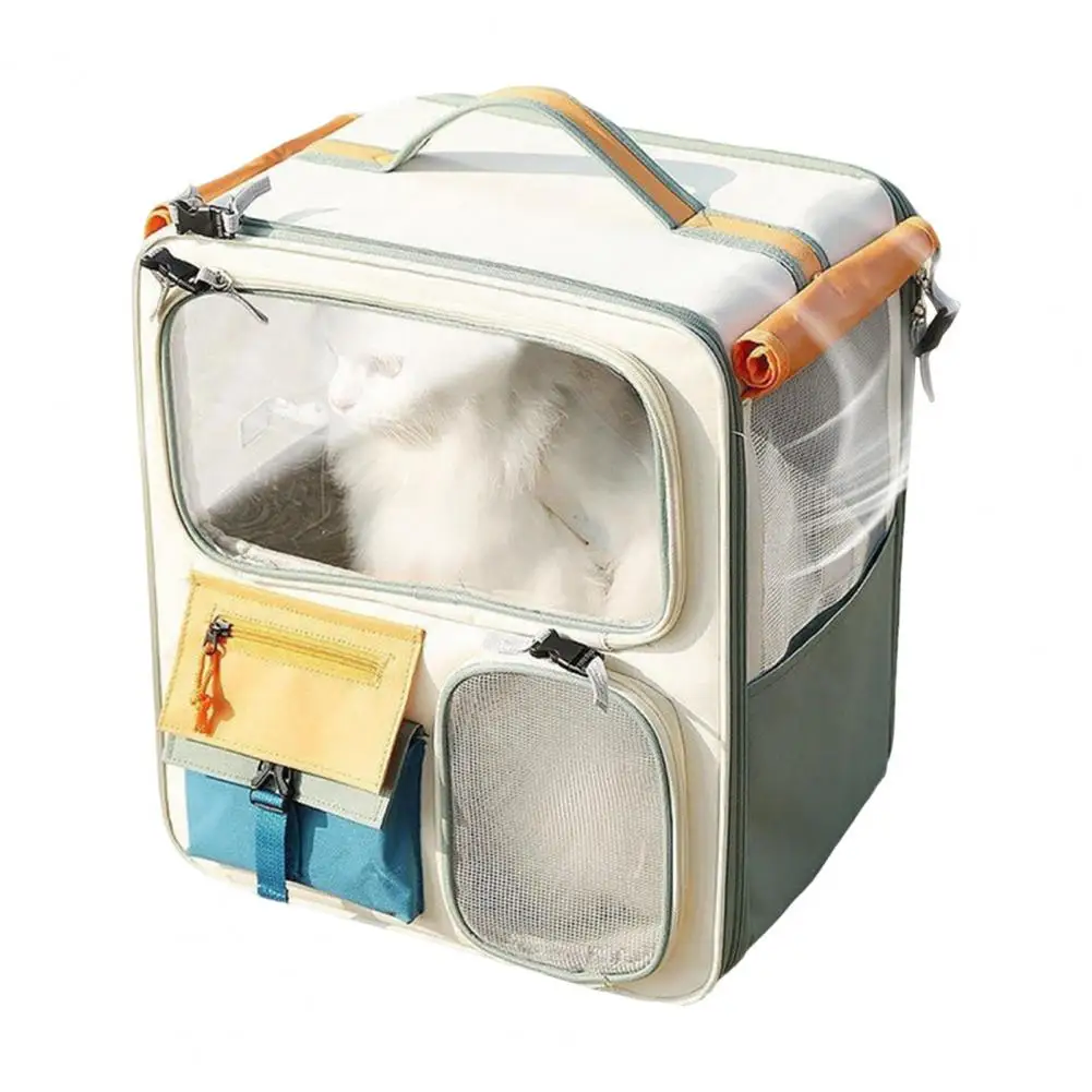 Portable Pet Carrier Portable Cat Carrier with Feeding Window Breathable Backpack Snack Pockets Ideal for Traveling for Small