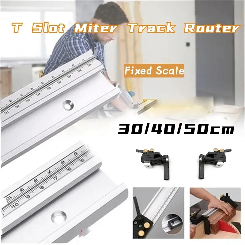 45 Limitatore Di Scivolo In Lega Di Alluminio Lavorazione Del Legno Strumento Fai Da Te T Slot Mitra Con Scala Track Router Saw Slider Fixture Bar(30C